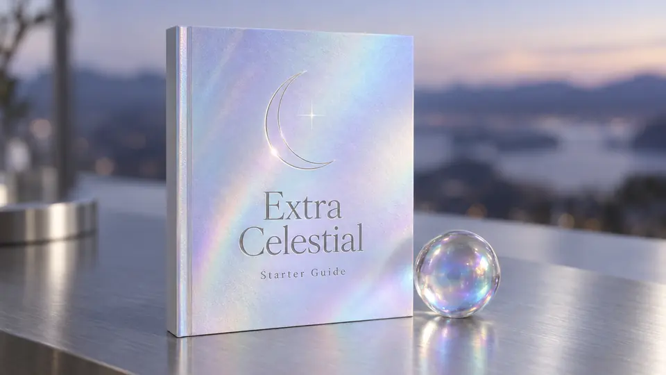 Extra Celestial Starter Guide, a holographic book